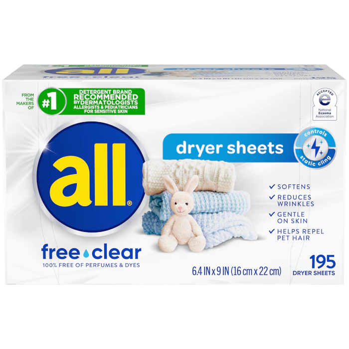 all® free clear dryer sheets