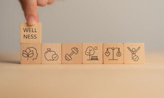 Wellness and health concepts with wooden blocks.