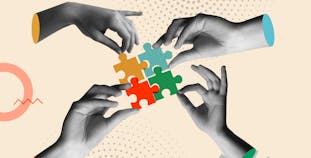 Hands putting puzzle pieces together. Consensus concept.