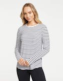 Solbari Striped Loose Fit Long Sleeve Swing Top UPF 50+
