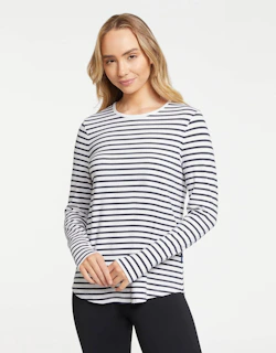 Solbari Striped Loose Fit Long Sleeve Swing Top UPF 50+
