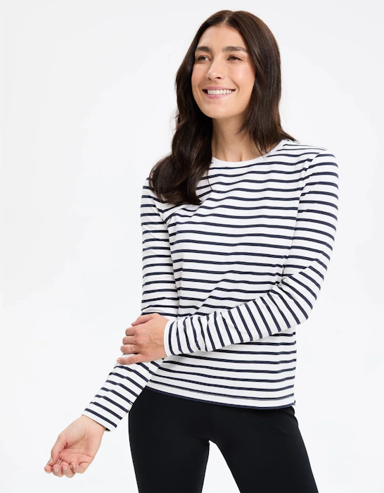 Solbari Stripe Long Sleeve T-Shirt UPF 50+