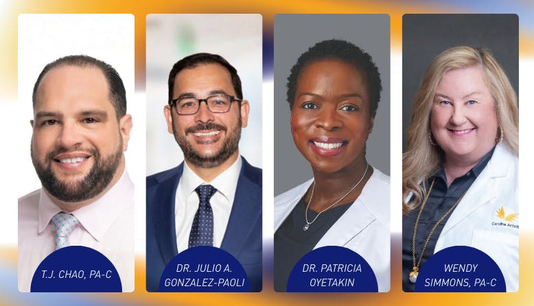 Honoring T.J. Chao, PA-C, Dr. Julio A. Gonzalez-Paoli, Dr. Patricia Oyetakin, and Wendy Simmons, PA-C.
