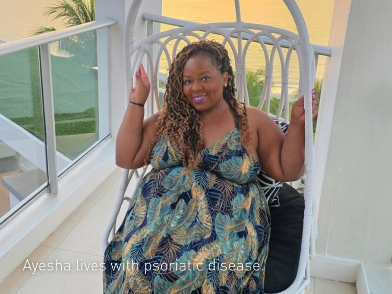 Ayesha lives with psoriatic disease.