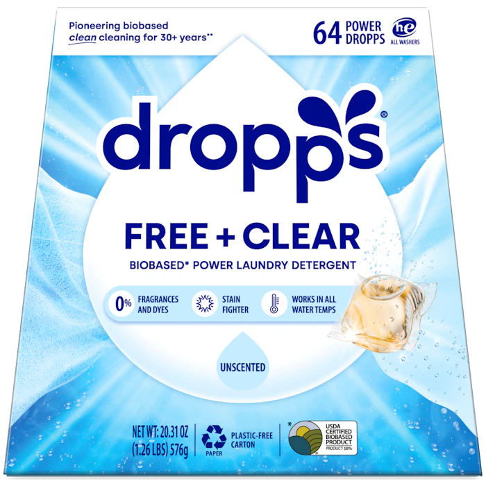 Dropps Free & Clear Biobased Power Laundry Detergent Pods
