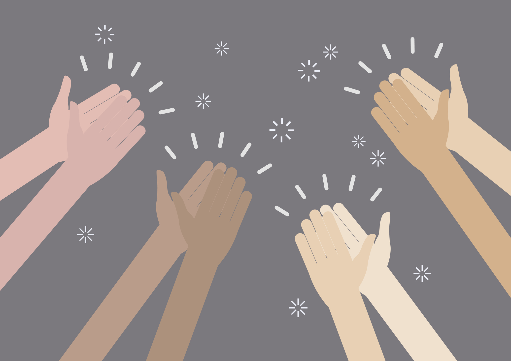 A graphic of hands clapping.