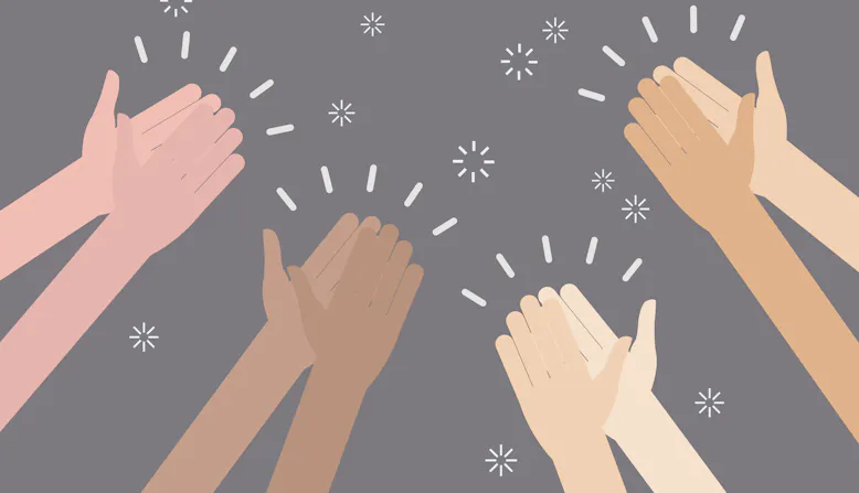 A graphic of hands clapping.