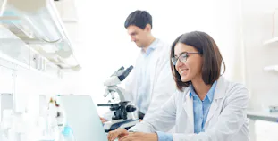 Two researchers in a lab.