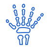 Graphic icon of a skeleton hand