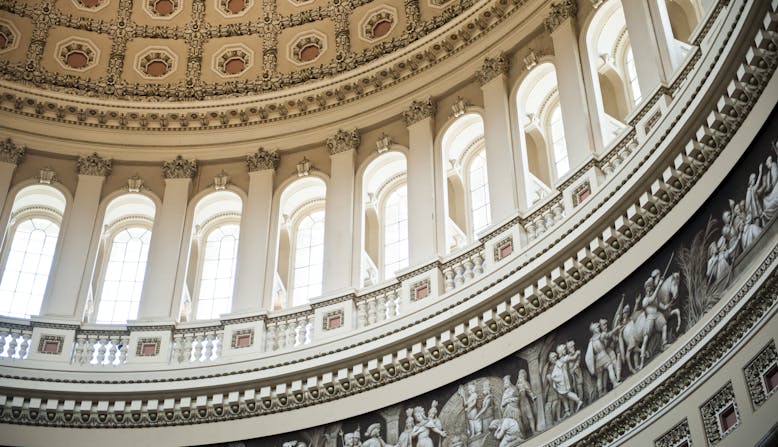 A view of the inside of the capitol building dome.