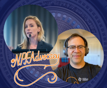 Headshots of NPF's Sarah Buchanan and George Gondo, with the #NPFAdvocacy graphic.