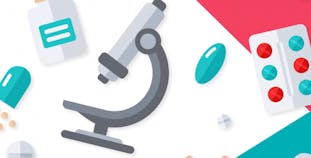 An illustration of scientific devices, medication and treatment.