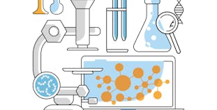 An illustration of science- and research-based equipment.
