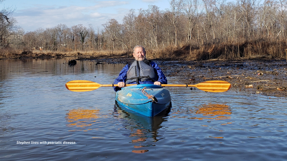 Stephen in a kayak on a river