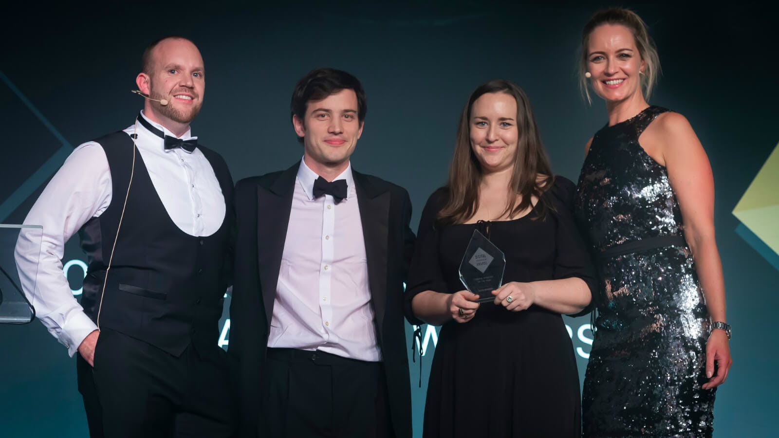 Nurole's COO, Oliver Cummings, accepting reward for Digital Startup of the Year 2018 at the Digital Entrepenur Awards