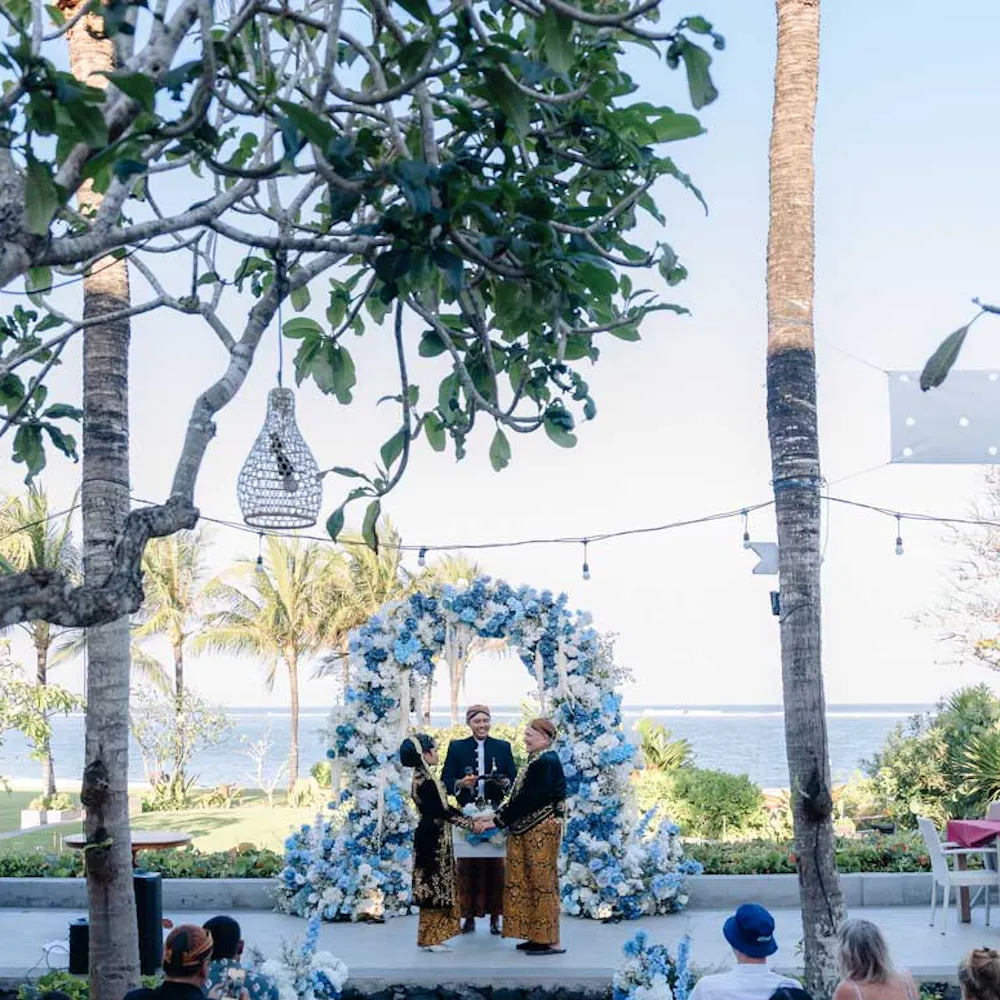 beautiful wedding on beachfront bali venue
