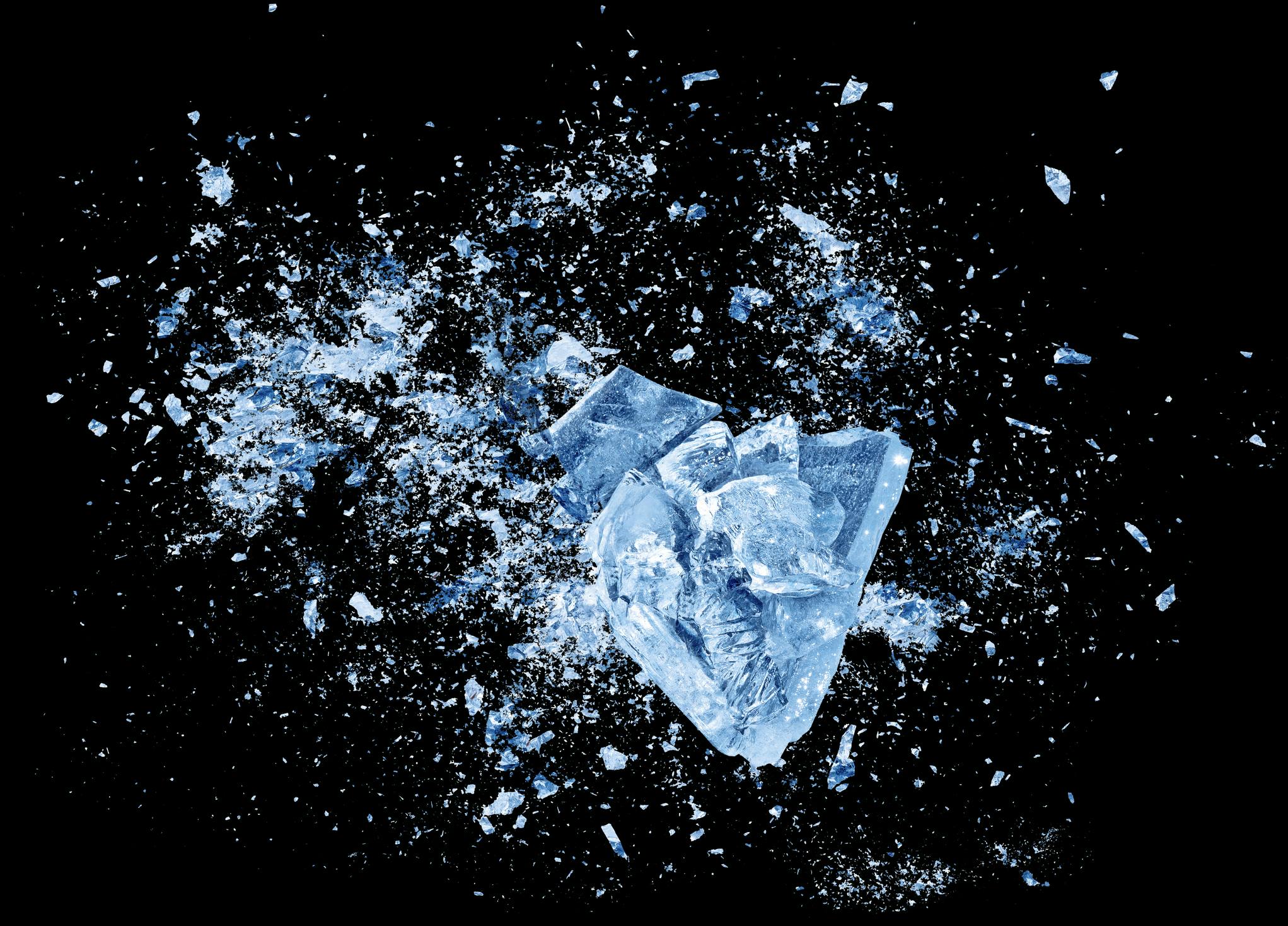 Ice fragment shattered by thermal shock