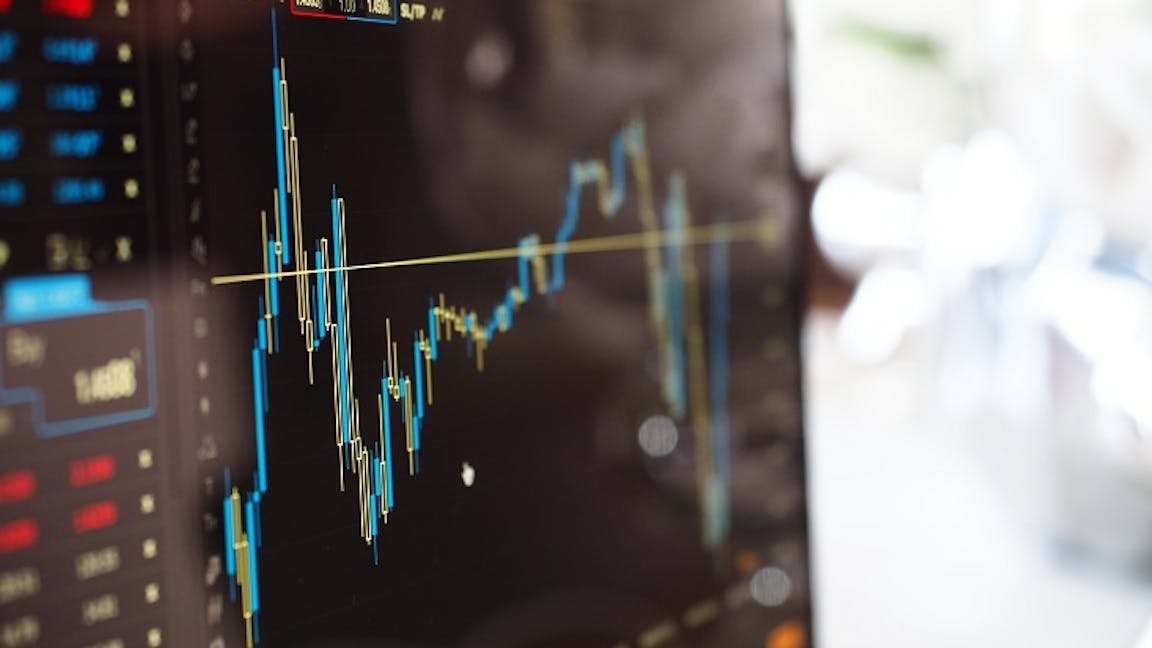Blurred edge image of screens with market data