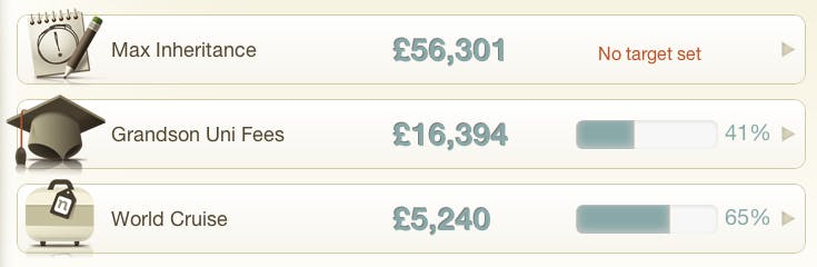 Nutmeg funds organised as goals