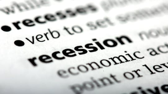 Recession is a word printed and defined in the English dictionary
