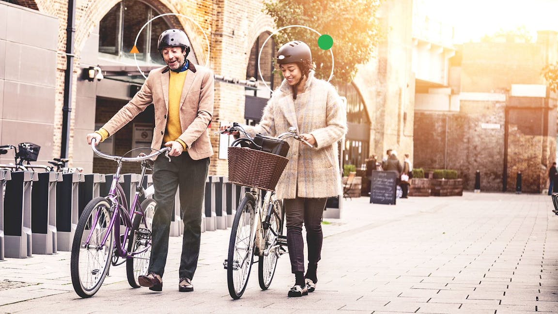 Couple on bikes