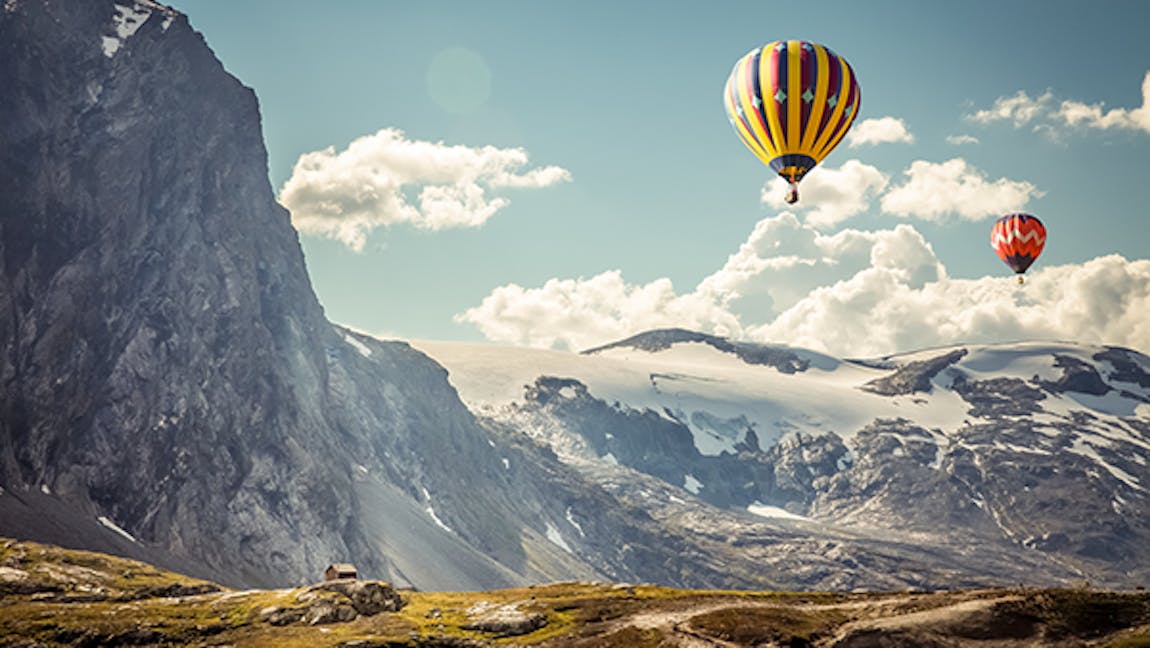 Hot air balloons and mountains