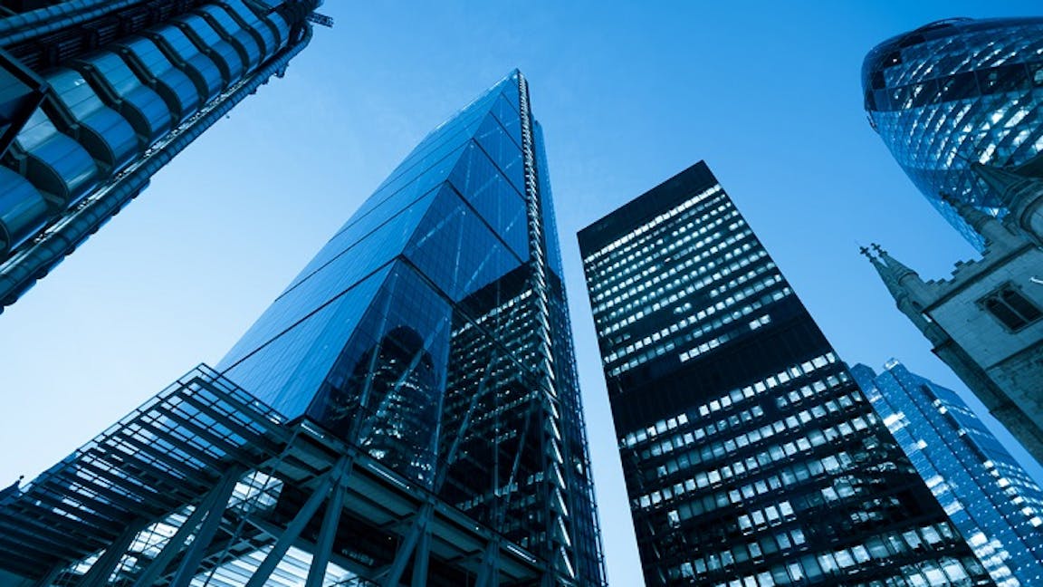 looking up at city