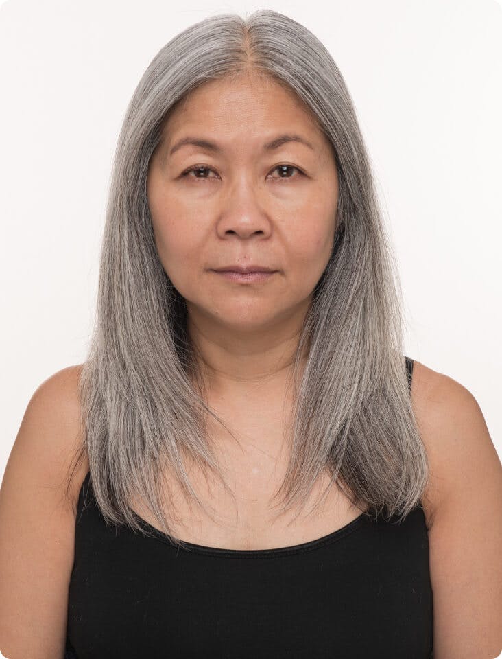 Sherry 6 months into taking Women’s Balance Hair Growth Nutraceutical. Results may vary.