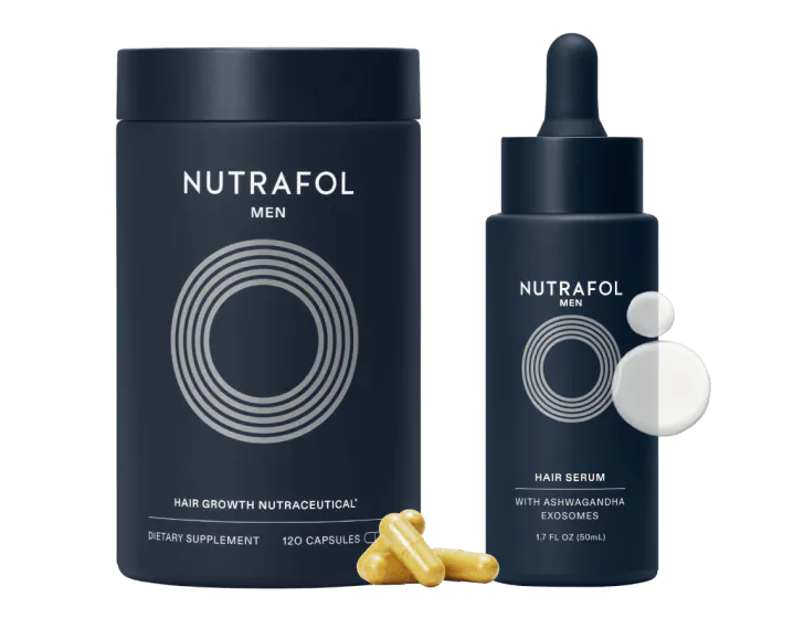 Nutrafol Men's Hair Growth Supplement - Pack Of 2 Glass Bottles (240 Total Capsules)