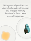 Two petri dishes showing Stress Reliever Essence mask ingredients. One with smithsonite, the other with postbiotics.