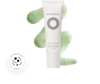 White bottle of Nutrafol Build-Up Blocker Scalp Microbiome Exfoliating Mask with green scalp exfoliator gel behind the bottle.