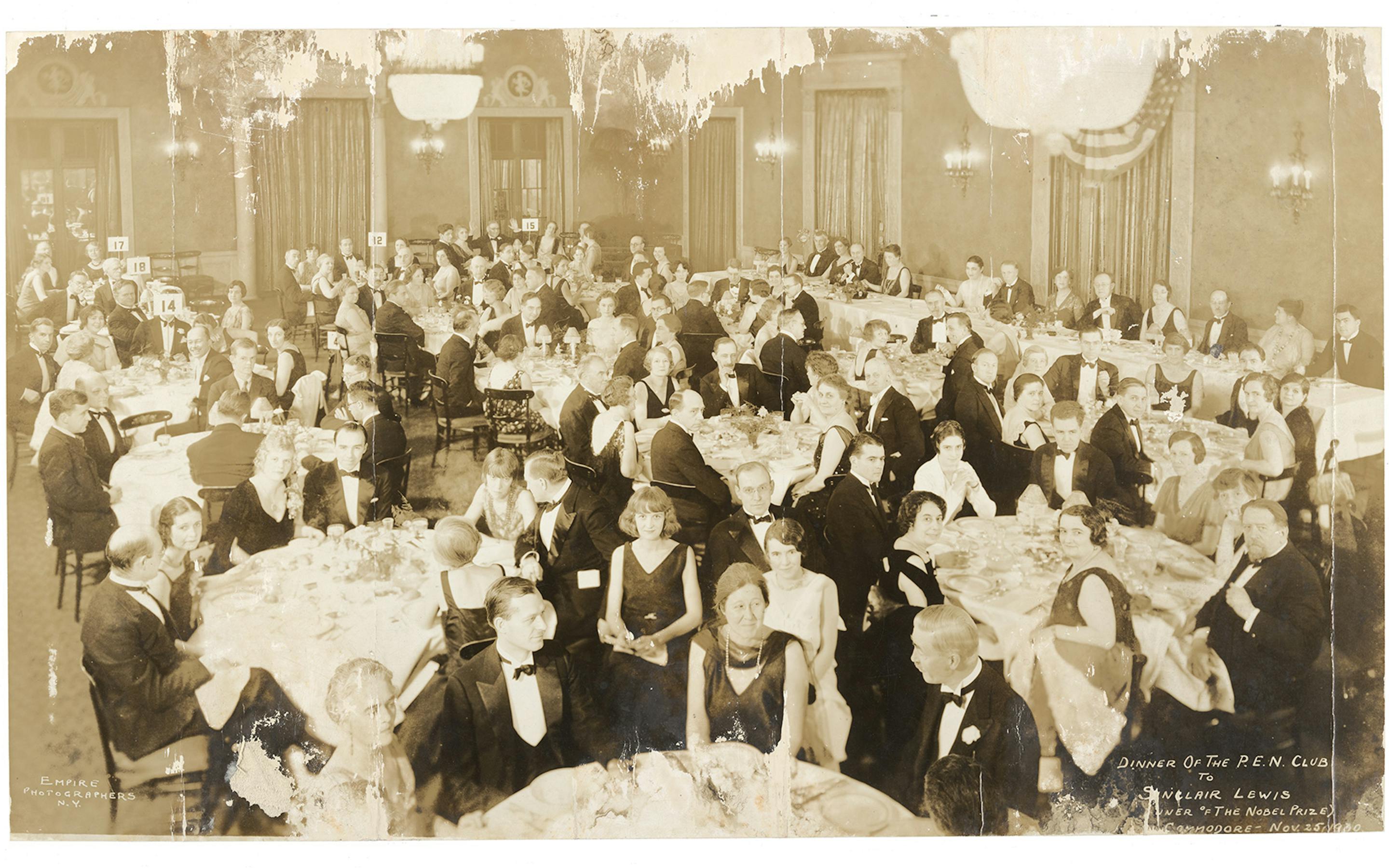Dinner of the P.E.N. Club to Sinclair Lewis, Winner of the Nobel Prize, Hotel Commodore, November 25, 1930. P.E.N. American Center Records/Princeton University Library