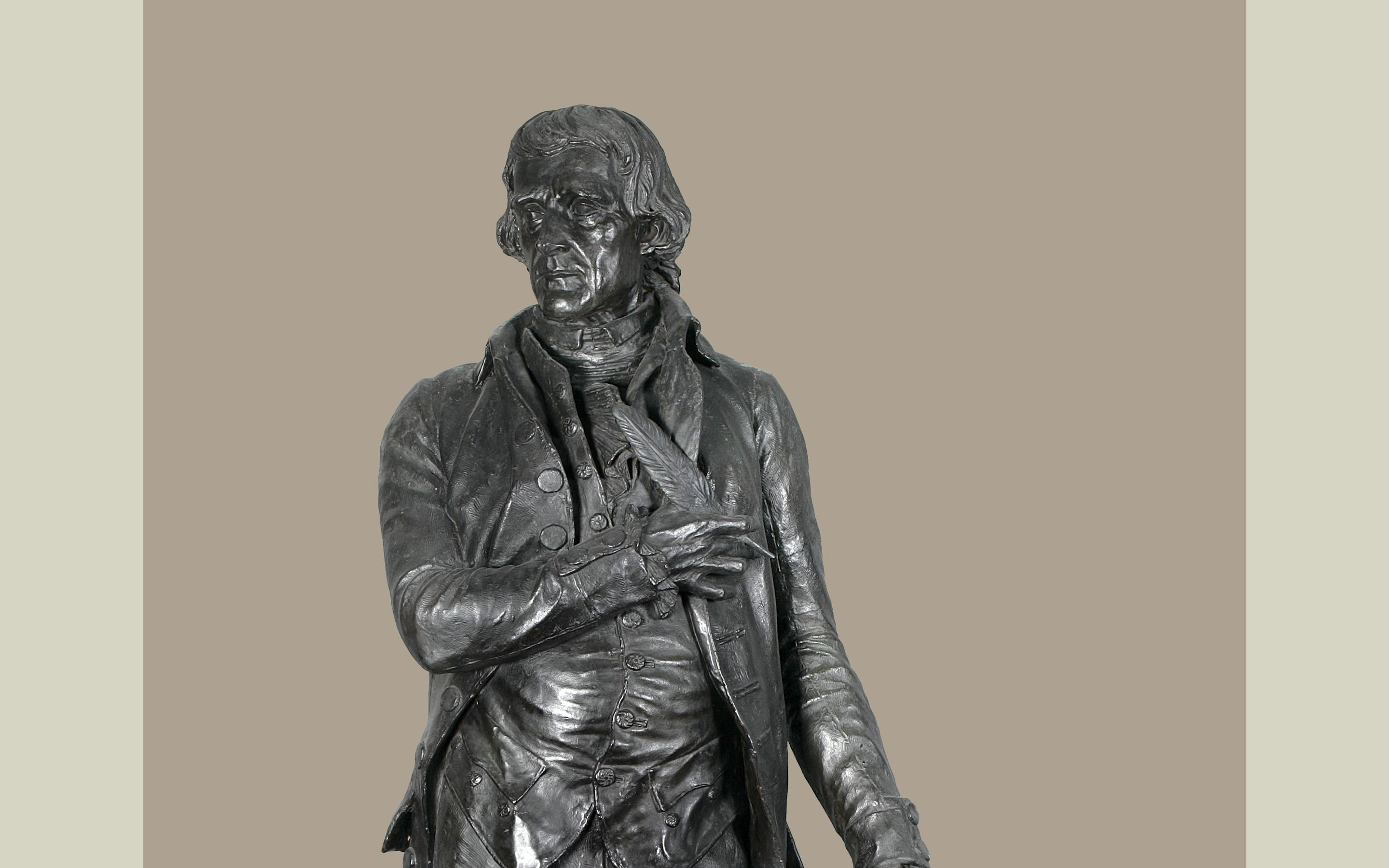 Pierre Jean David d'Angers (French, 1788-1856)
Thomas Jefferson (1743-1826), 1833
Painted plaster 
85 x 37 x 35 1/2 in. 
Collection of the Public Design Commission of the City of New York