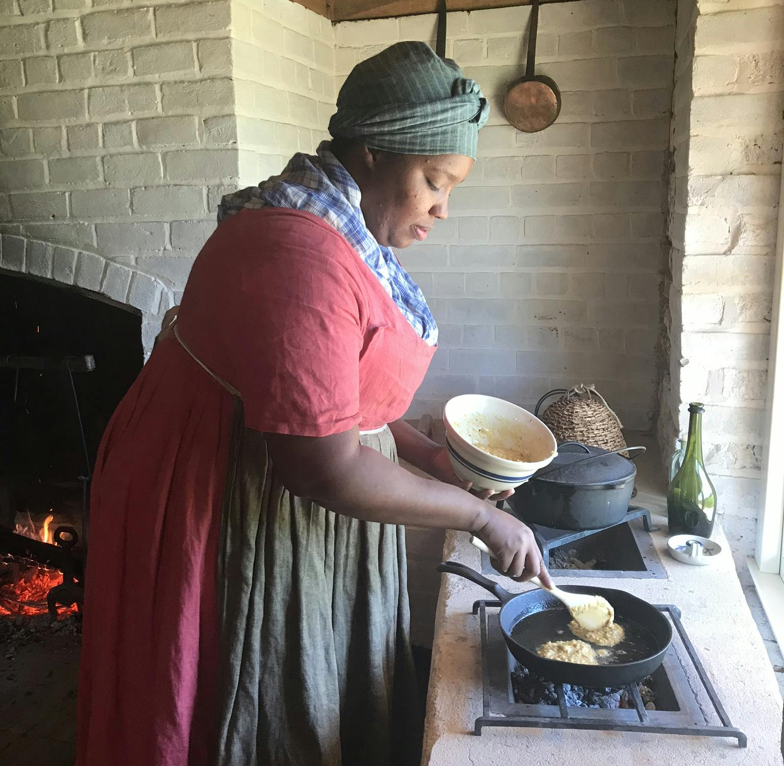 Cheyney Mcknight cooking at Thomas Jefferson’s Poplar Forest.