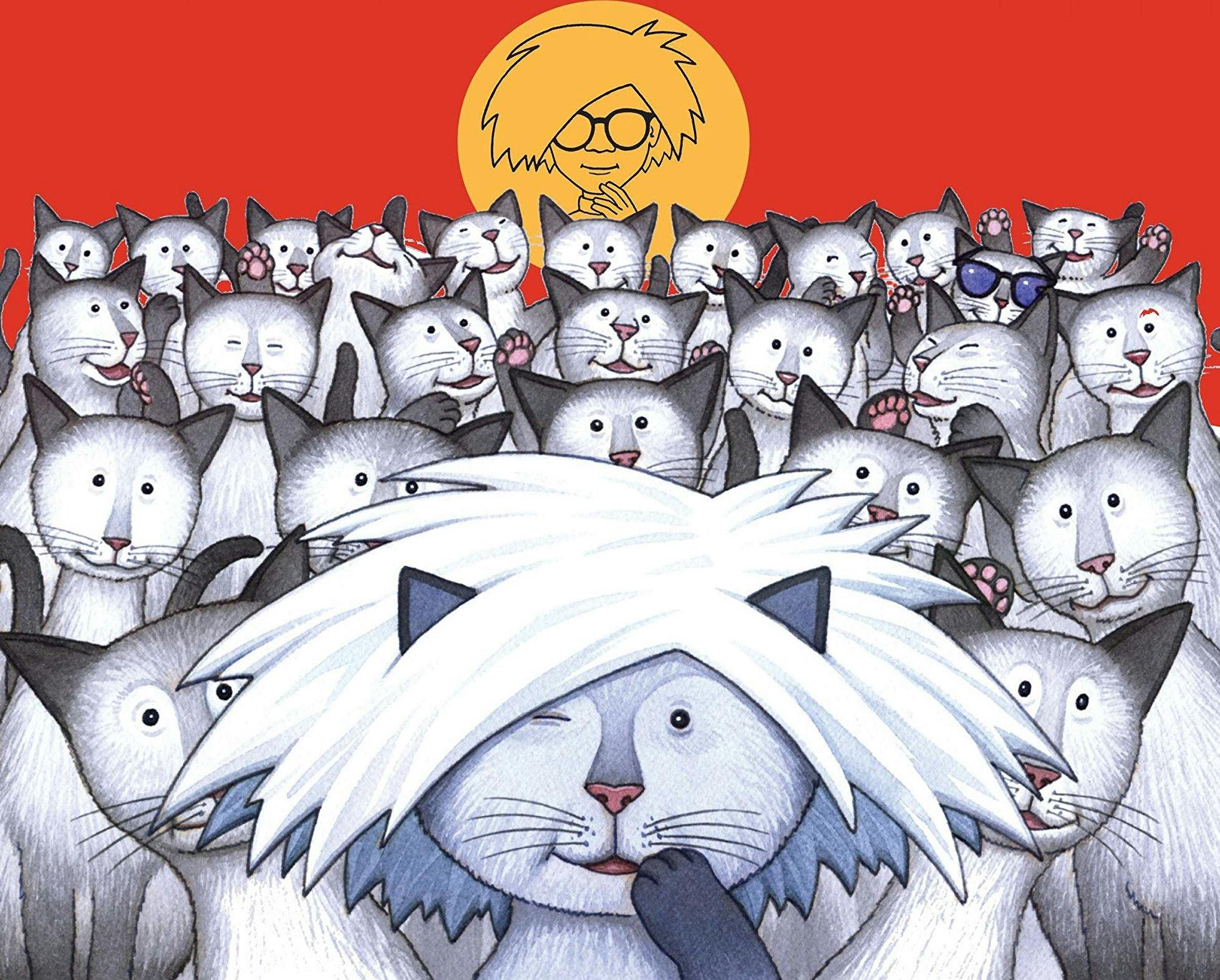 detail of the book cover for uncle andy's cats