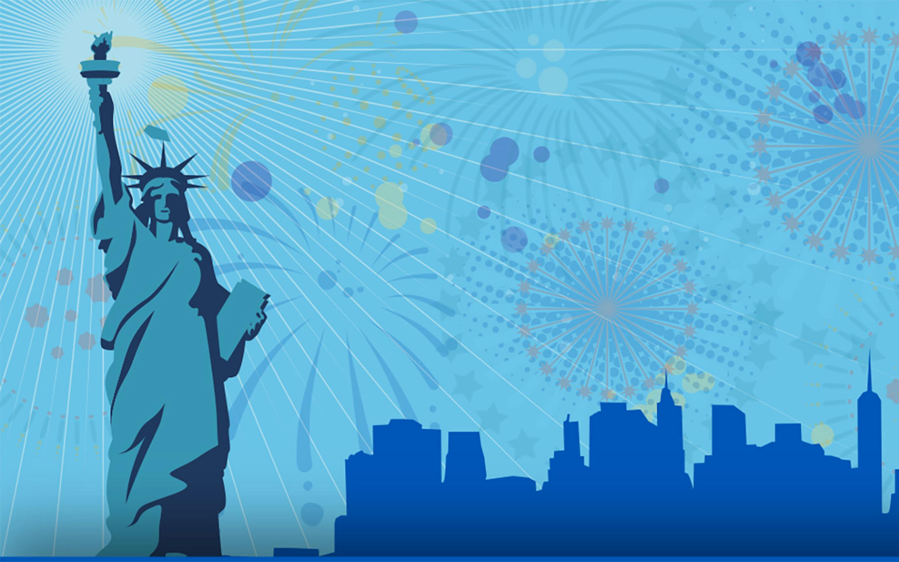 a blue header image showing the NYC skyline and the statue of liberty with fireworks