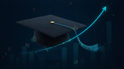 Graduation cap with financial graph