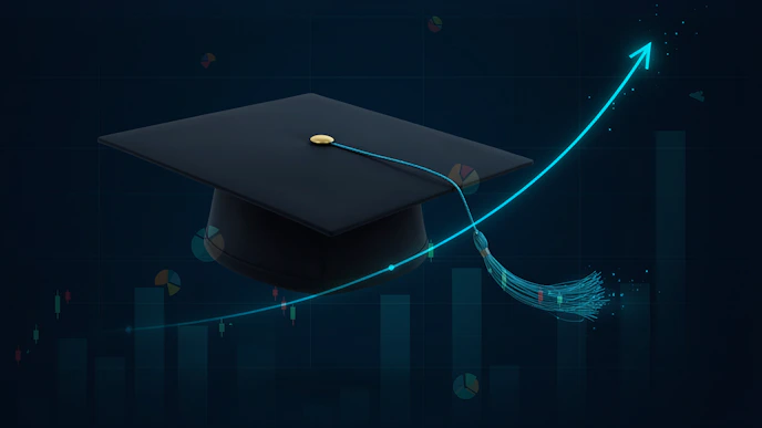 Graduation cap with financial graph