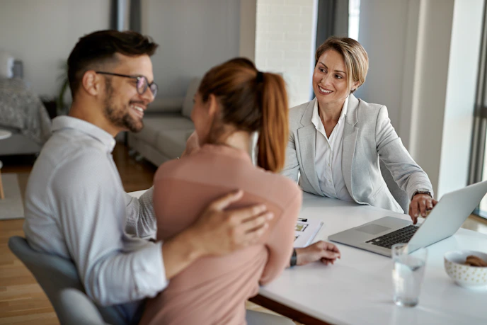 financial planner with client