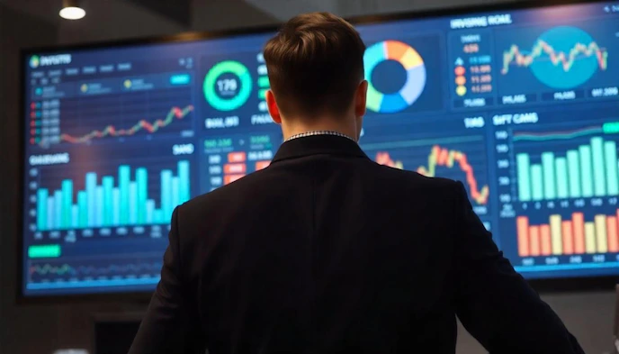 Investor looking at screen