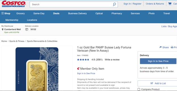 Buying Gold from Costco