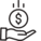 Icon of a hand receiving money