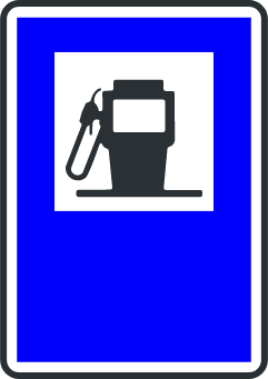 Señal de información de gasolinera.