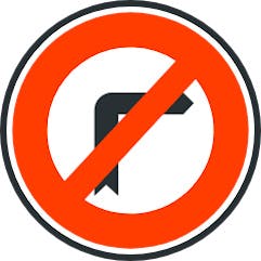Señal de prohibido girar a la derecha