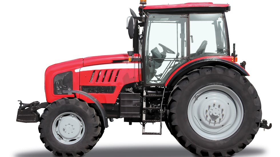 Tractor agrícola rojo