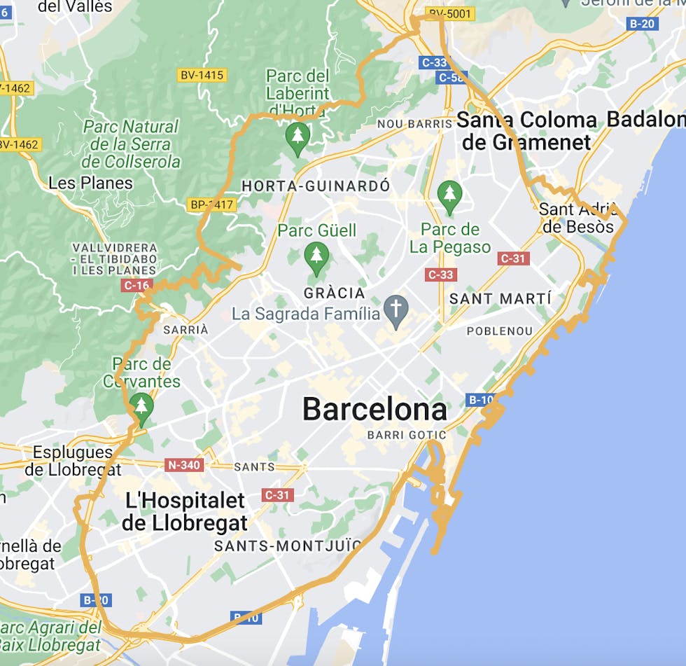 Mapa de la zona de bajas emisiones de Barcelona