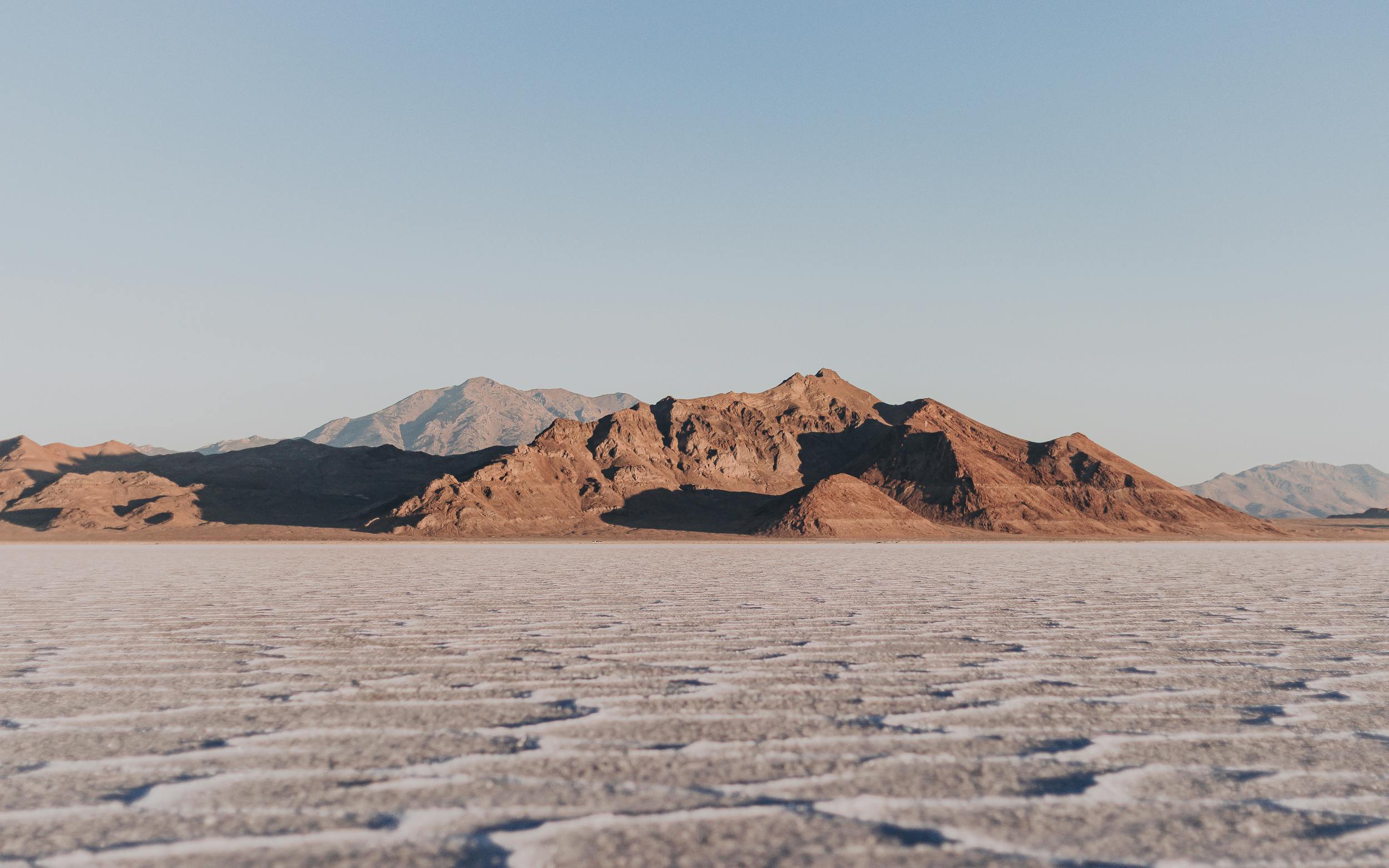 View of Bonneville Salt Flats in Utah.
