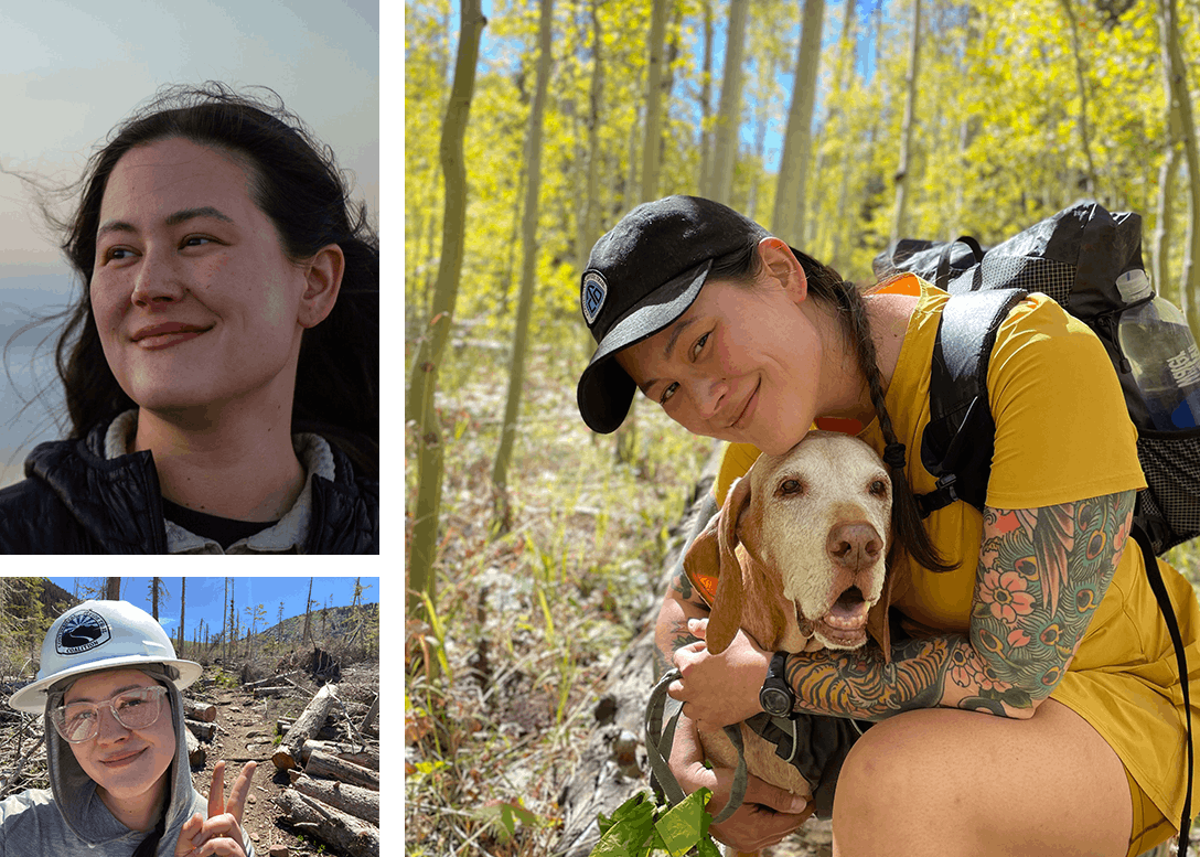 Ambassador Kylie Yang working on the trail in Oboz hiking boots.