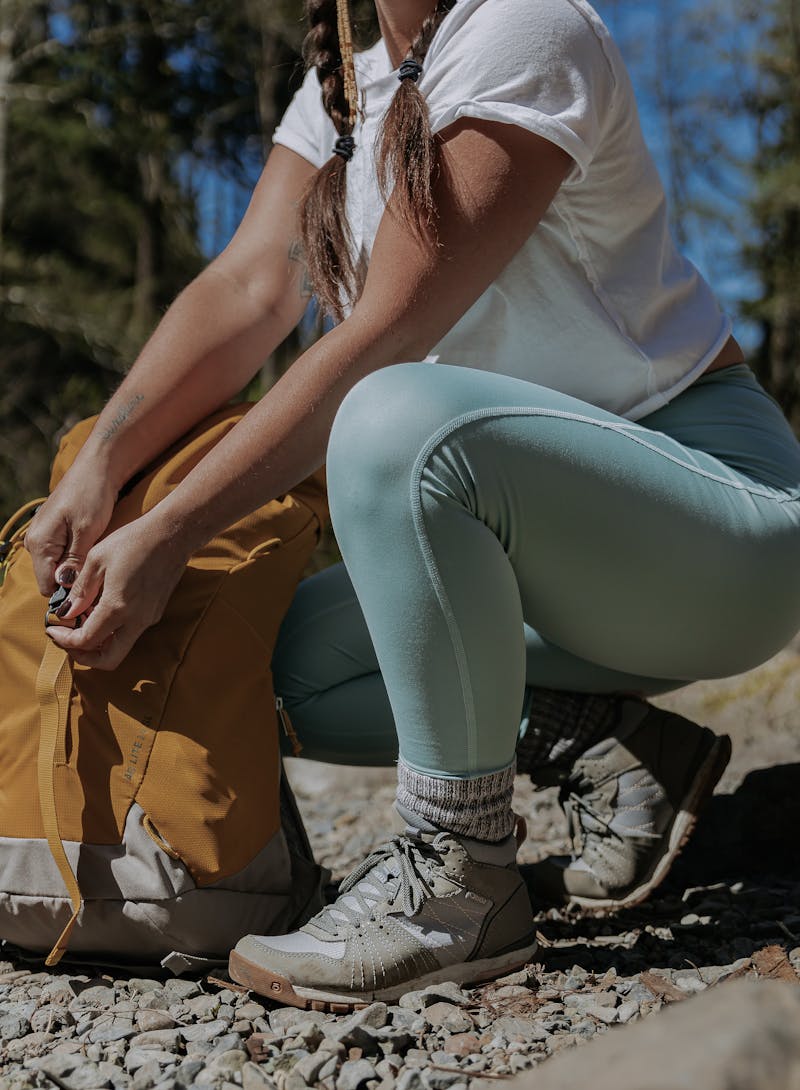 Lindsay Kagalis on trail in the Women's Bozeman Mid shoes