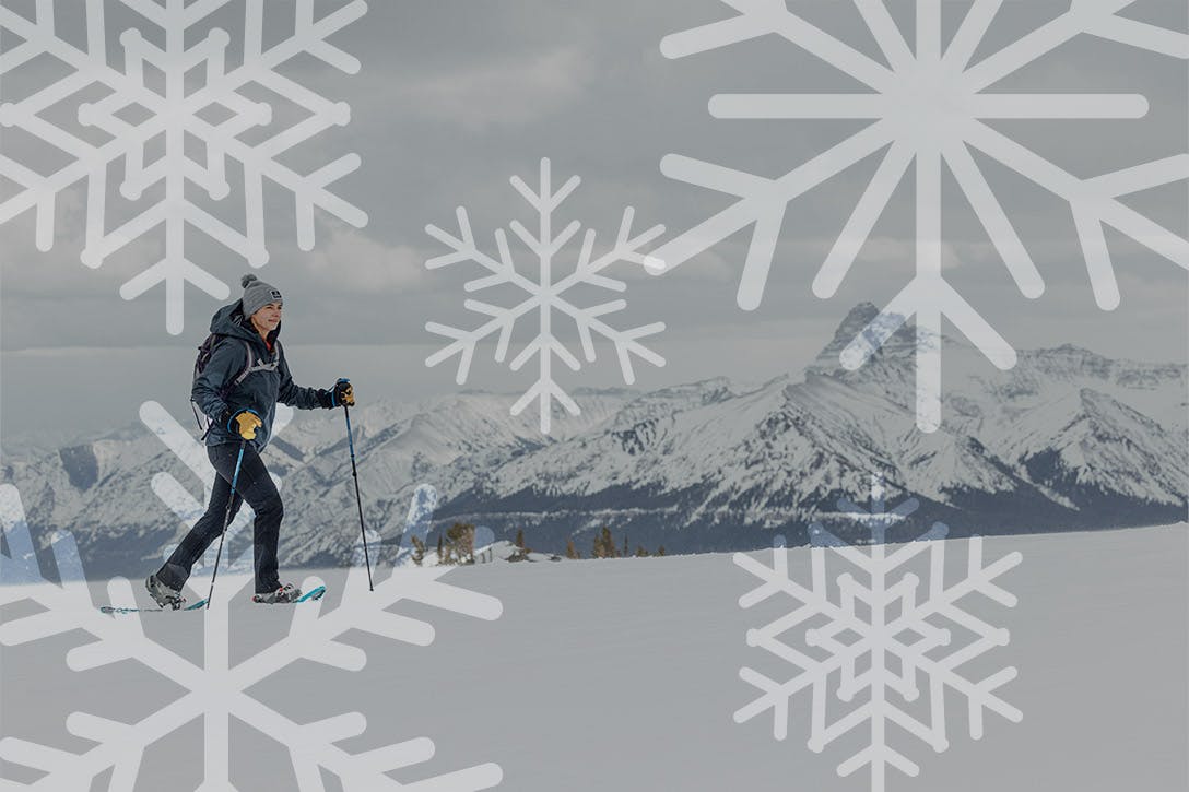 Woman snowshoeing in Oboz Bangtail winter boots